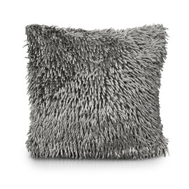 Intimates Soft Suede Shaggy Chenille Scatter Soft Decorative Square Throw Pillow Cover Cushion Covers Pillowcase (Silver/Grey, 1 Cover Only)