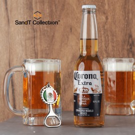 3 Piece Beer Lid Mexico Flag Bottle Opener Keychain