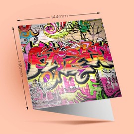 1 x Greeting Card Graffiti Wall Art Artistic - Blank Birthday Celebration Anniversary #8692