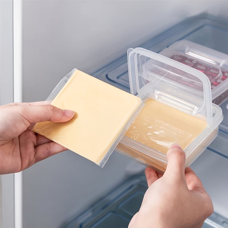 Typutomi 2 Pack Sliced Cheese Container for Fridge, Clear Plastic
