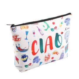 CMNIM Italy Travel Gifts Italian Ciao Makeup Bag Italian Pride Merch Italian Greeting Bag for Travelers Italy Souvenirs Gifts (Ciao MB)
