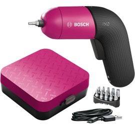Bosch 3.6V Cordless Electric Screwdriver Gun Variable Speed with 10 Screwdriver Bits & Case (IXO VI Pink). Made in Europe