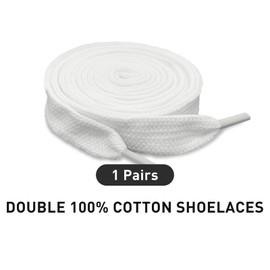 NDTEZUGT Fat Athletic Shoelaces for Vans Knu Skool Classic Skate Shoes, 5/8"(15mm) Wide Cotton Chunky Big Thick Replacement Laces (White, 45"/115cm)