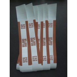 Unbranded/Generic 10 - Brown $5,000 Cash Money Self-Sealing Straps Currency Bands