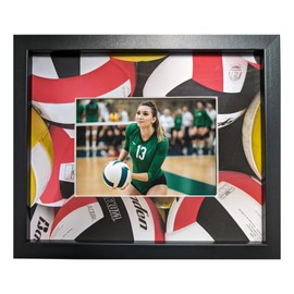 iFrame Commemorative Sports Athletics picture frames I Fits 5x7 Photograph I Real Wood Black Finish I Desktop, Table or Wall Mount I Shatterproof Plexiglass I Made In USA I Volleyball