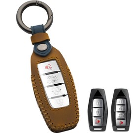 WTSHOPME Key Fob Cover Crazy Horse Leather Compatible with Mitsubishi Outlander 2021 2022 2023 2024 2025 Smart Key