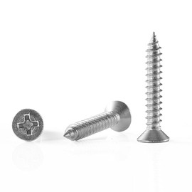 GOHODOMINO #6 x 1 Wood Screw 100Pcs, Stainless Steel 304 (18-8) Screws Flat Head Phillips Fast Self Tapping Drywall Screws