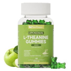 NutriVivency Liposomal L-Theanine Gummies, Sugar Free L Theanine 400mg Gummies Supplement for Adults & Kids, L-Theanine Chewable for Relax & Improved Focus, Enhanced Absorption, Vegan, Green Apple Flavor, 60 Count