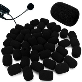 Pack of 48 Pop Protection Microphone, Lavalier Wind Protection, Microphone Wind Protection, Mini Microphone Headset Windscreen, for Small Microphone, Lavalier Headphones, 8 x 22 x 30 mm (Black)