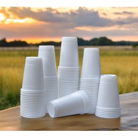 HOT BARGAINS 3000 X 7oz White Plastic Cups Reusable Water Cups White Tumblers Strong Plastic Drink Cups with Rippled Sides for Grip for Home Party Restaurant