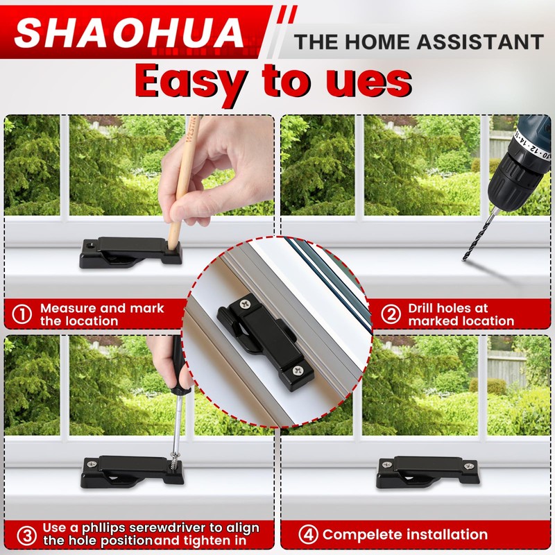 11pcs Window Sash Lock, Window Latch Replacement with Screw, Window