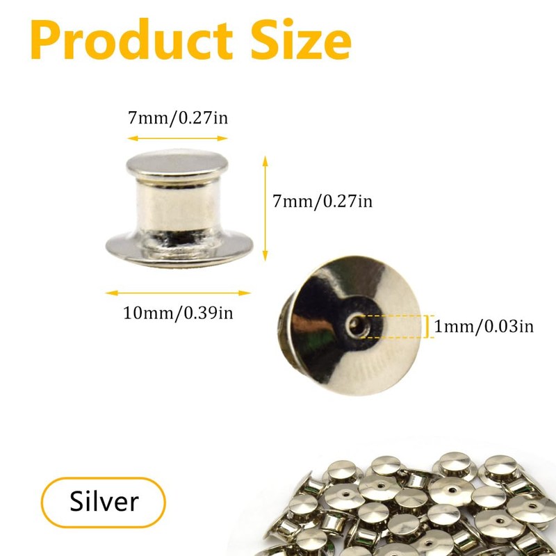 Hocansen 30pcs Metal Locking Pins DIY Flat Cap Pins Badge