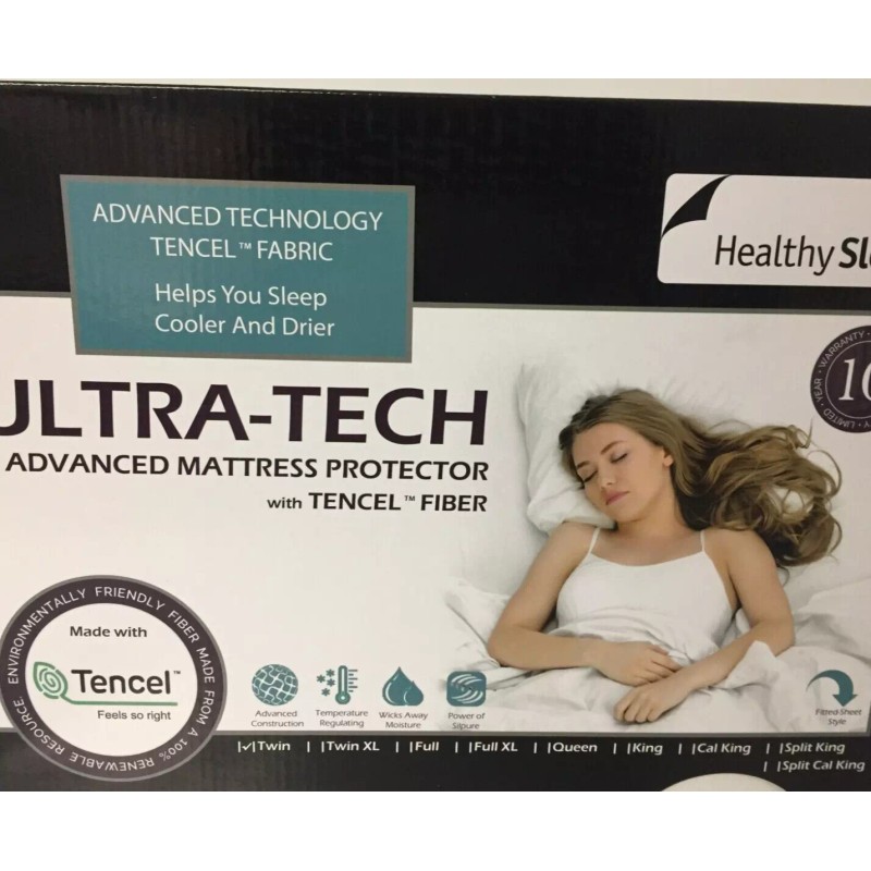 Twin Healthy Sleep Ultra-Tech Tencel Fiber Waterproof mattress Protector Size