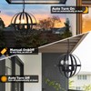 MOUFIER Solar Pendant Light,3-Light Globe Outdoor/Indoor Solar Chandelier,Black Metal Orb