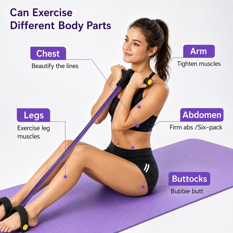 Pedal Resistance Bands with Handles, Multifunction Elastic Exercise Bands