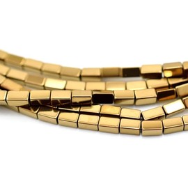Hematite Beads Gold Hematite Beads 4 x 2 mm Non-Magnetic Hematite Rectangle Cylinder Gemstones Pack of 70 1 Strand