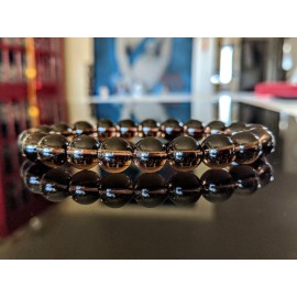 RAYON Champagne Brown Smoky Quartz Bead Bracelet Men Stretch 10mm 7, 7.5, 8, or 8.5 in