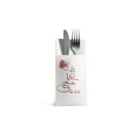 VelaHub Airlaid 50 Cutlery Napkins, High-Quality Disposable Napkins, 39 x 40 cm, Herzlich Willkommen