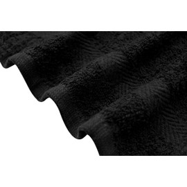 QCS Towels – 12 Pack Washcloths Set 30 x 30 cm, 100% Cotton Super Absorbent & Quick Dry Flannel Face Cloths, Fade Resistant and Soft Feel Fingertip Towels (Black)