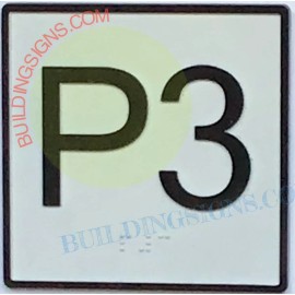 BuildingSigns.com Elevator Floor Number P3 Sign- Elevator JAMB Plate Floor P3 sign-REF24-102