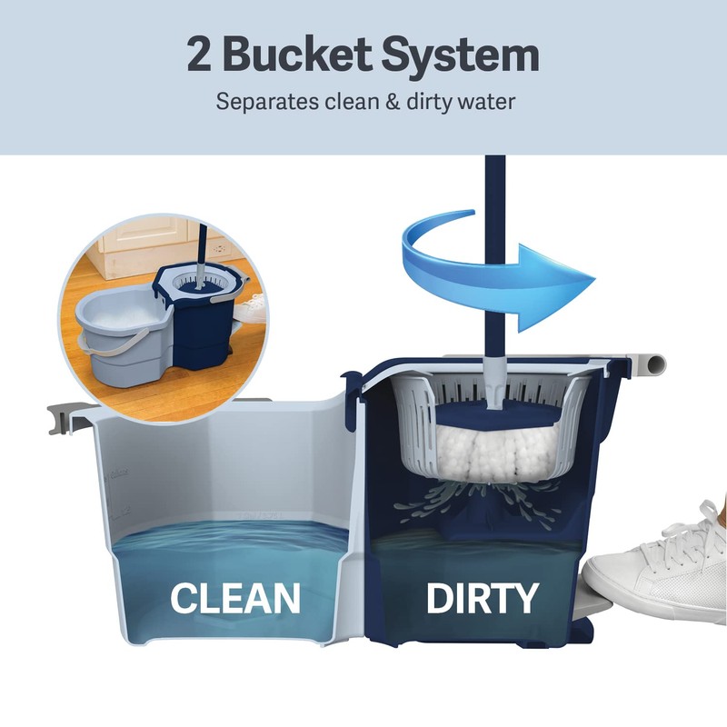 Casabella Clean Water Spin Mop with 2-Bucket System, Spin Mop