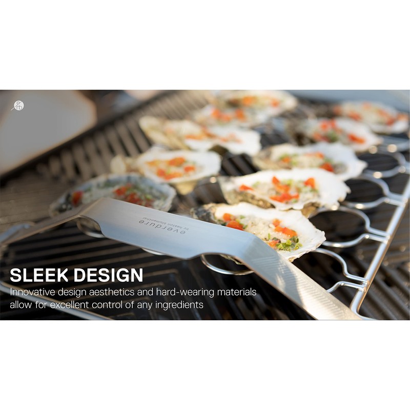 Everdure Grilling Oyster Rack: Brushed Stainless Steel, Easy Grip Handles,