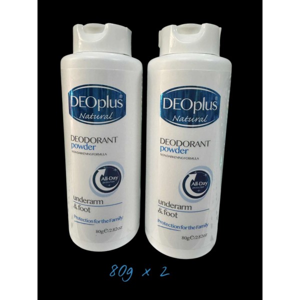 Deoplus Natural Deodorant Powder Underarm & Foot 80g X 2