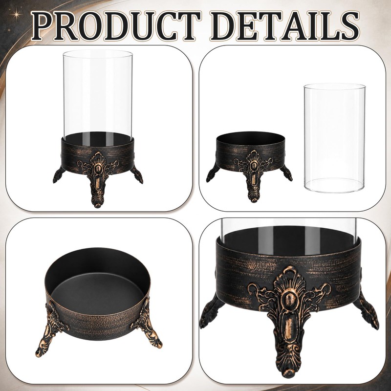 Singhoow Set of 2 Hurricane Glass Candle Holders, Glass Dome