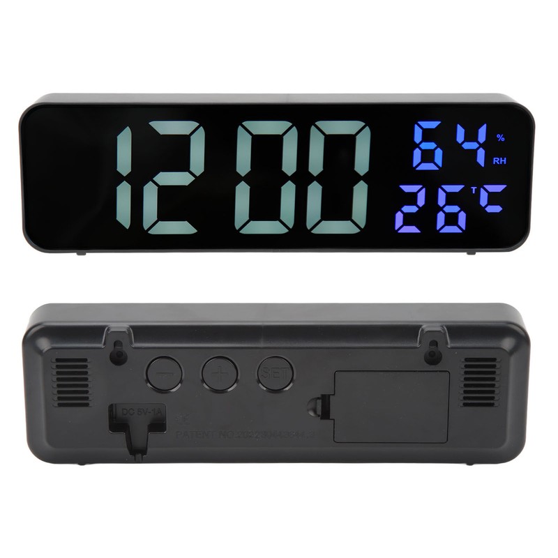 LED 9.1in Mirror Clock Multifunctional Digital Alarm Date Humidity Clock