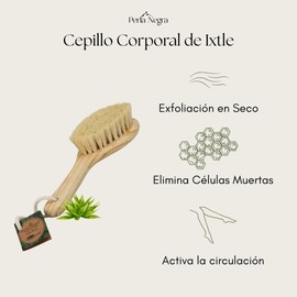 Cepillo corporal de ixtle PERLA NEGRA para exfoliación y masajes en seco