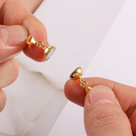 14K Gold Magnetic Necklace Clasps and Closures 925 Sterling Silver Double Lobster Clasp Magnetic Jewelry Clasps for Necklaces