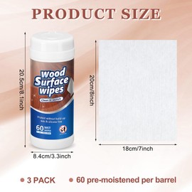 Threlaco 3 Pack 180 Count Wood Surfaces Wipes Wood Cleaner and Polish Wipes Wood Furniture Wet Wipes Cabinet Cleaner Wood Floor Wipes for Kitchen Bathroom Furniture Wood Floors Cabinet Cleaning