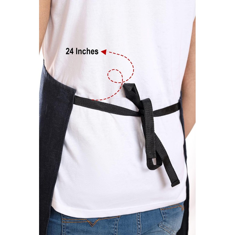 DOVORTEX Denim Apron 100% Cotton with 3 Pockets |Chef Apron