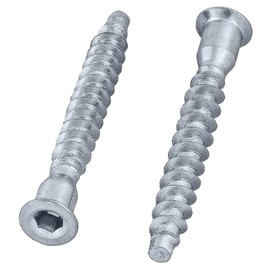 HEXATON Confirmat Screws 6.4 x 60 mm - Countersunk Hex Socket - Pack of 50 - Full Thread - Galvanised Steel - Furniture Screws