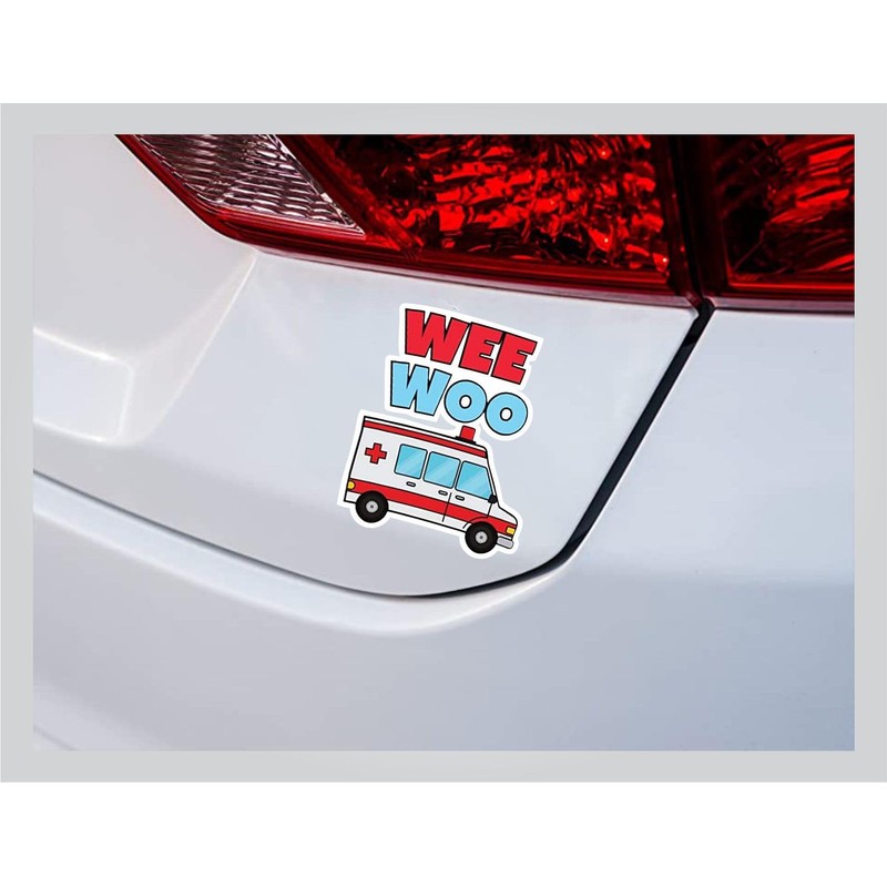Wee Woo Ambulance Funny Paramedic - Sticker Graphic - Decal