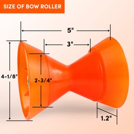 VEITHI Boat Trailer Roller 3 inch, 3-Piece Polyurethane Bow Roller with 1/2" Shaft and End Bells, Bow Roller for Boat Trailer, for Stopping Boat Trailer (Orange)