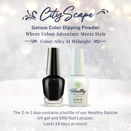 SNS Nail UV Gel and Nail Polish Lacquer Combo, Cityscape - Alley at Midnight - Long-Lasting Nail Color, Gel & Lacquer Duo Lasts 14 Days - UV Lamp Required - 0.5 fl oz