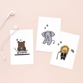 Monolike Buddy Single cards - mix 24 pack, unique and cute 24 animal Single cards