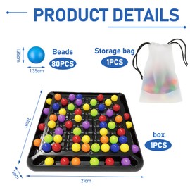 Intellectual Chess Board Double Duel, 80 Pieces Rainbow Ball Board Games Game with Balls, Rainbow Ball Elimination Board Game, Tabletop Family Games, Party Games for Adults Children