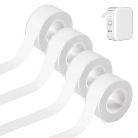 4 Rolls Label Tape Suitable for Most Label Printers Waterproof Label Tape Print Barcode, Name, Date, Price etc. Suitable for Home, Office, School (White (12 mm))