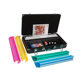 White Swan Mah Jongg Set - White Tiles - Modern Pusher Arms - Aluminum Case - Black