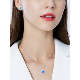 KristLand Sterling Silver Heart Necklaces for Women 925 Silver Opal Necklace for Women Delicate Heart Opal Pendant with Sparkling Cubic Zirconia Gifts for Women Girls, Sterling Silver, Opal, zirconia