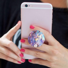 CClupady - 6 Pack Universal Phone Grip,Cell Phone Finger Holder Stand for Smartphone and Tablets - Pink Purple Scale Geometric