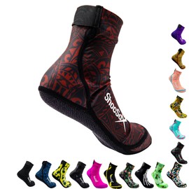 ShocSox - Calcetines de voleibol de playa y arena sin agujeros garantizados para una máxima protección (EE.UU., Alpha, L, regular, polinesio rojo)