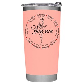 SOULVIBE Christian Gifts for Women - Religious Gifts for Women Faith - Mothers Day Gifts - Christmas Gifts for Women, Mom, Grandma, Sister, Auntie - You Are Beautiful - 20Oz Tumbler, Pink