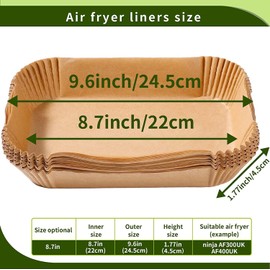 Backpapier für Heißluftfritteuse,100pcs 8.7IN Backpapier für Ninja AF300EU Heißluftfritteuse, Air Fryer Zubehör, kompatibel mit Ninja AF300EU AF400EU, Princess und anderen Dual Zone Air Fryer