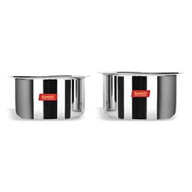 Sumeet 2 Pcs Large Size Stainless Steel Induction & Gas Stove Friendly Container Set/Tope/Cookware Set with Lids - Size No.16 to No.17 - Capacity -5.2 Ltr to 6.4 Ltr