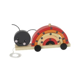 Ladybird Stacking Pull Along Toy - Animal Push and Pull Along Toys for 1 Year Olds, Wooden Stacking Toys - Montessori Toddler Wooden Toys - Early Development & Activity Toys by Orange Tree Toys