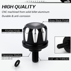 Seat Bolt Tab Screw Mount Knob Cover For Harley Quick-Release Hardware Kit Black Knurled Billet Aluminum Compatible for Street Glide Road King Electra Dyna Softail 1997-2020(Black-Claw)