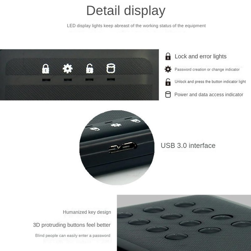 Aswalling HDD Enclosure SSD Case Encrypted Hard Drive Enclosure 5Gbps